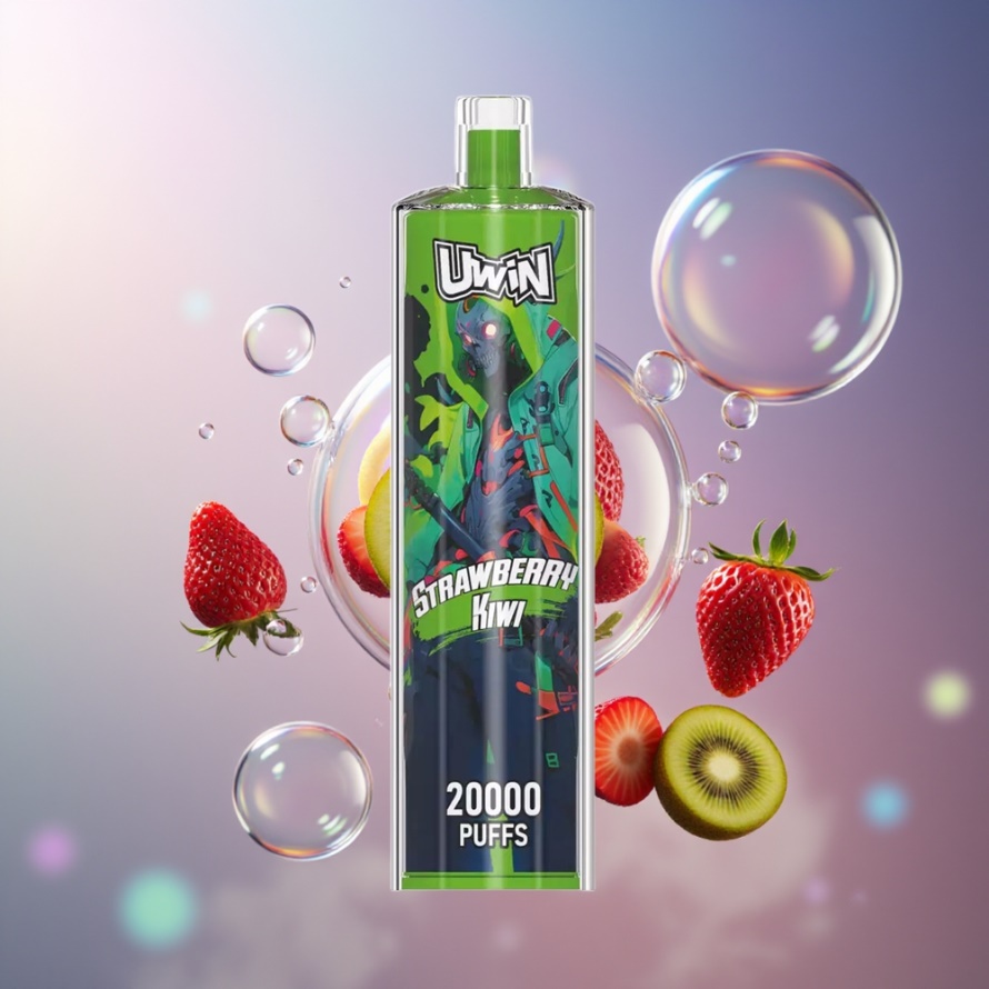 Uwin Shisha Hookah Crystal 20000 Puffs Jordgubb Kiwi svensk grossist 0% Nikotin 22ml Mesh Coil Type-C