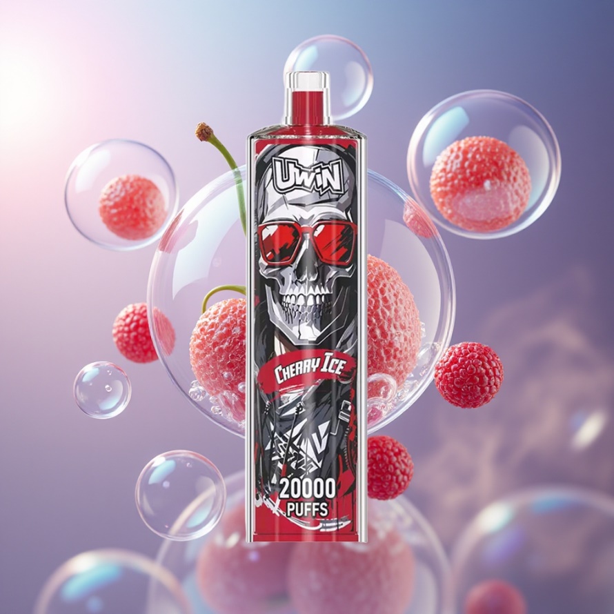 Uwin Shisha Hookah Crystal 20000 Puffs Körsbärsis svensk grossist 0% Nikotin 22ml Mesh Coil Type-C