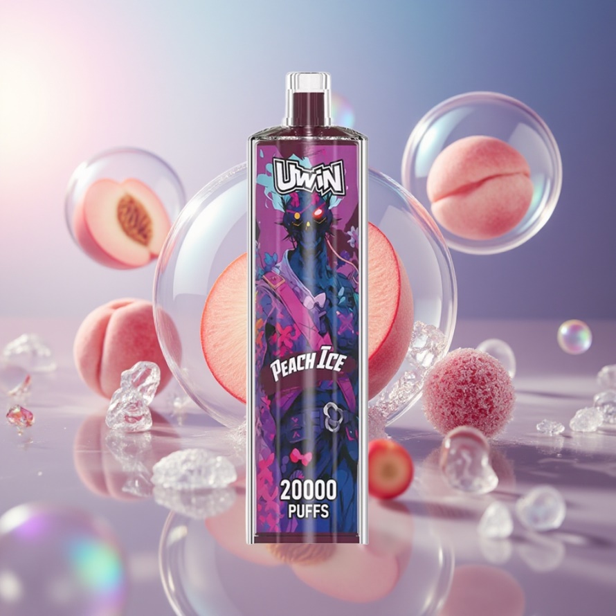 Uwin Shisha Hookah Crystal 20000 Puffs Persikais (Peach Ice) 22ml Mesh Coil Type-C svensk grossist