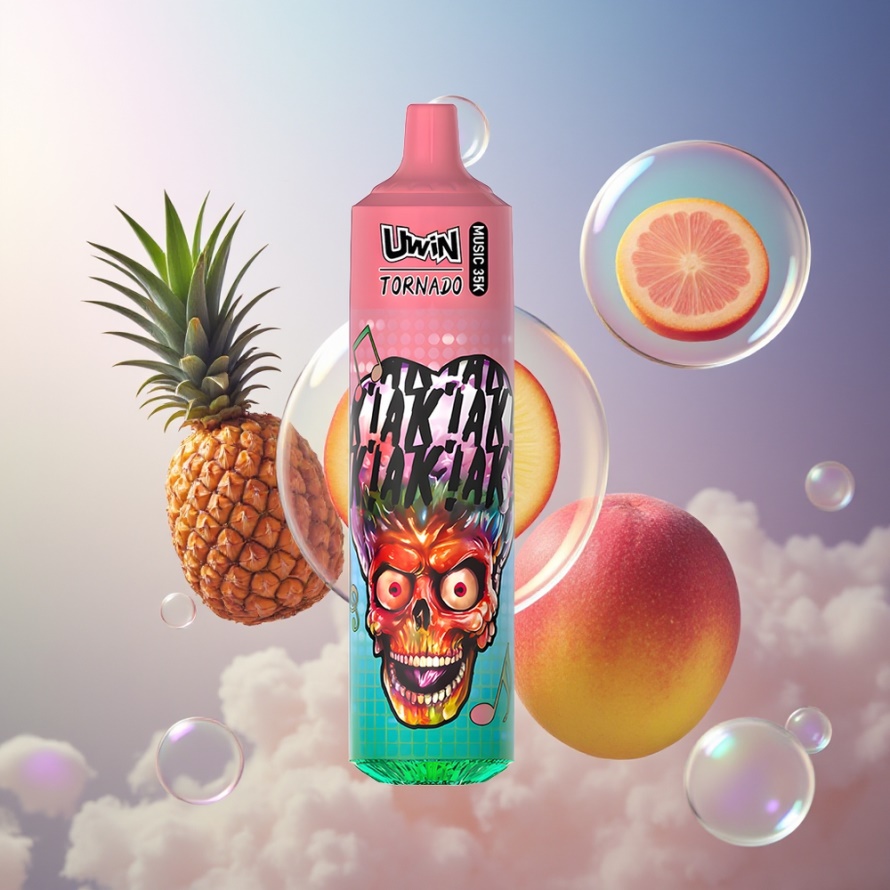 Uwin Tornado 35K Music Engångsvape Persika Mango Ananas – Svensk Grossist – 600mAh – 1.0 Ohm – Type-C