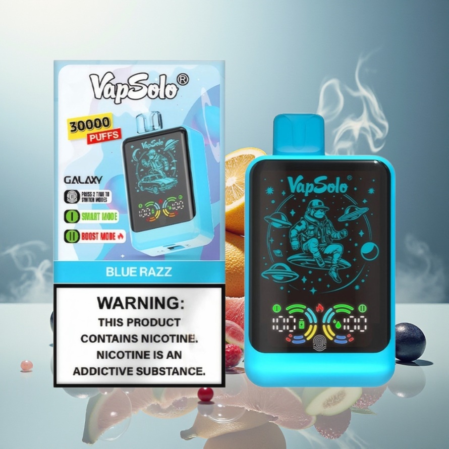 VapSolo GALAXY 30000 Puffs Engångs Vape Blå Hallon 40ml 850mAh Type-C svensk grossist