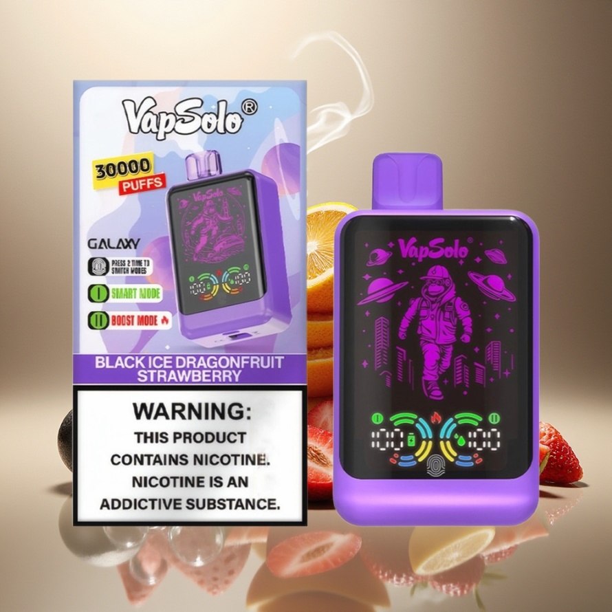 VapSolo GALAXY 30000 Puffs Engångs Vape Svart Is Drånfrukt Jordgubbe Svensk Grossist 40ml 850mAh Typ-C