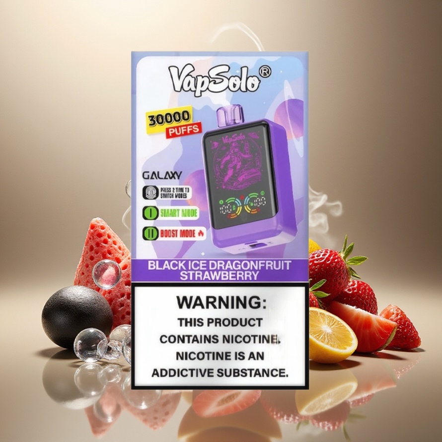 VapSolo GALAXY 30000 Puffs Engångs Vape Svart Is Drånfrukt Jordgubbe Svensk Grossist 40ml 850mAh Typ-C