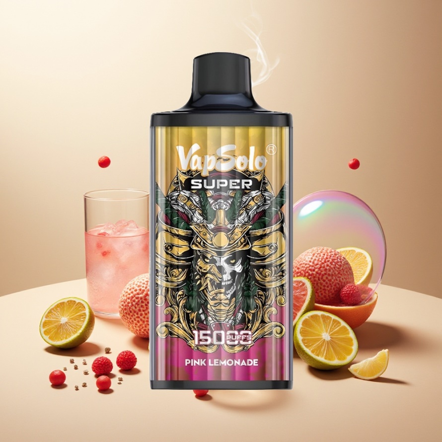 Vapsolo Super 15000 Puffs Engångs Vape Super Rosa Citron svensk grossist 40ml 850mAh Type-C