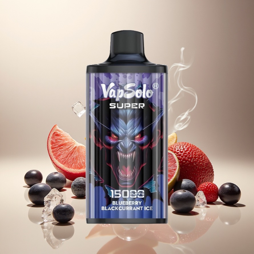 Vapsolo Super 15000 Puffs Svensk Grossist 40ml Blåbär Svartvinbär Is 850mAh Typ-C