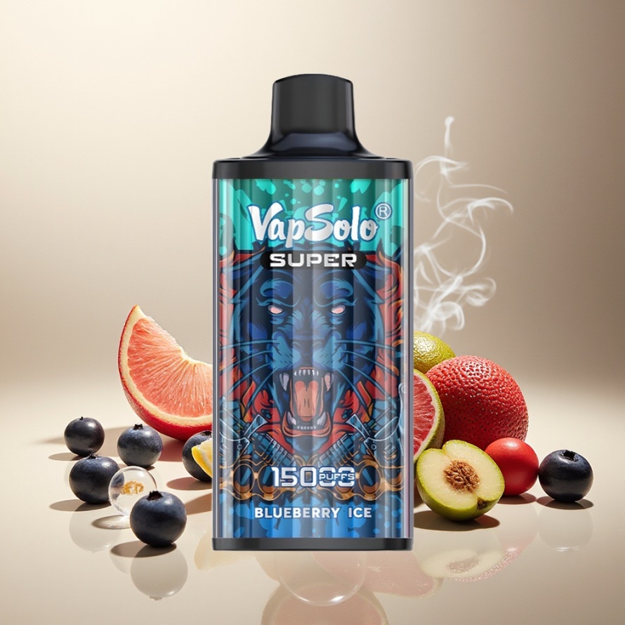 Vapsolo Super 15000 Puffs Svensk Grossist Engångs Vape Blåbär Is 40ml 850mAh Type-C