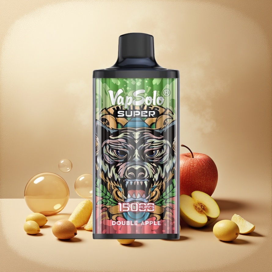 Vapsolo Super 15000 Puffs Svensk Grossist Engångs Vape Dubbel Äpple 40ml 850mAh Type-C
