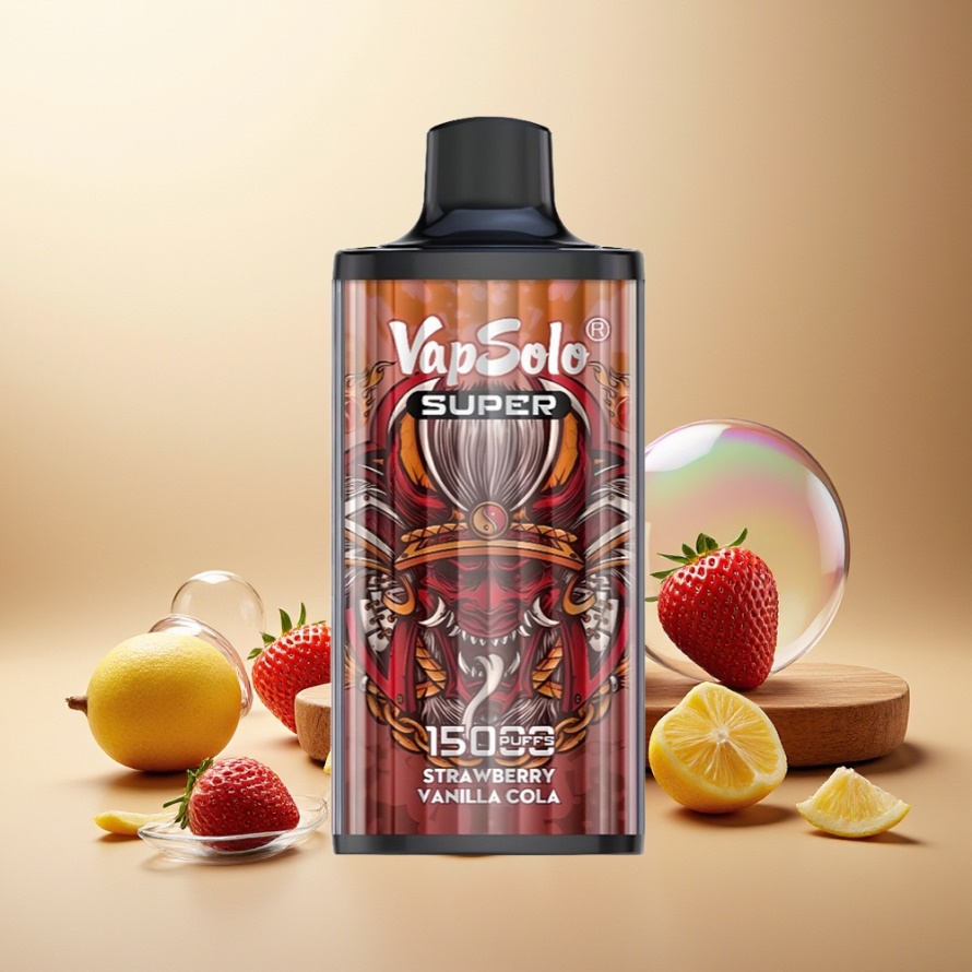 Vapsolo Super 15000 Puffs Svensk Grossist Engångs Vape Jordgubb Vanilj Cola 40ml 850mAh Type-C