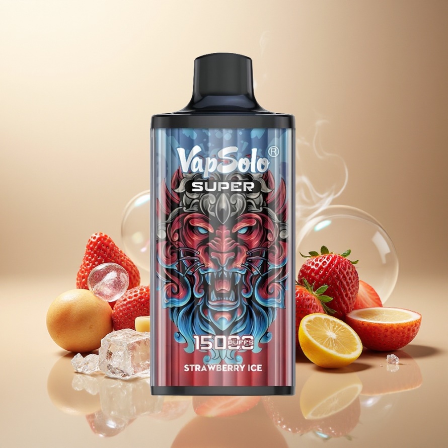Vapsolo Super 15000 Puffs Svensk Grossist Engångs Vape Jordgubbe Is 40ml 850mah Type-C