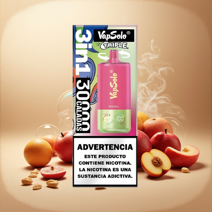 VapSolo Tripe 30000 Puffs 40ml 3-tank Svensk Grossist Engångs Vape Rödtjur