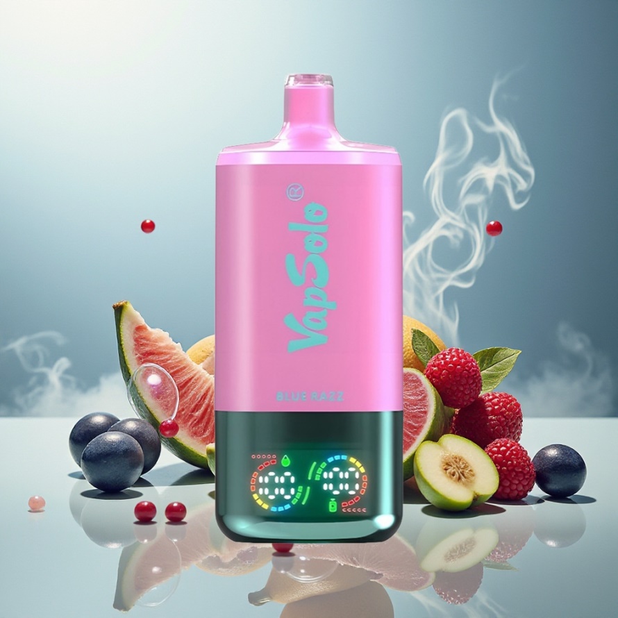 VapSolo Tripe 30000 Puffs Svensk Grossist Engångs Vape Blå Hallon 40ml 3 Tankar Type-C