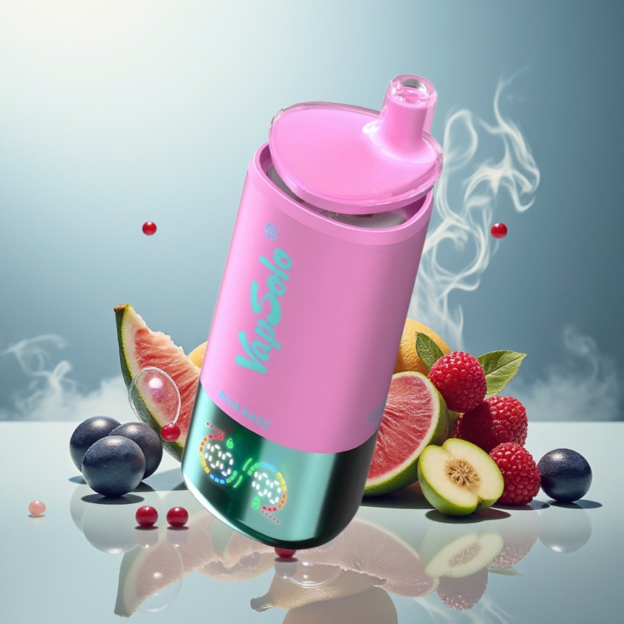 VapSolo Tripe 30000 Puffs Svensk Grossist Engångs Vape Blå Hallon 40ml 3 Tankar Type-C