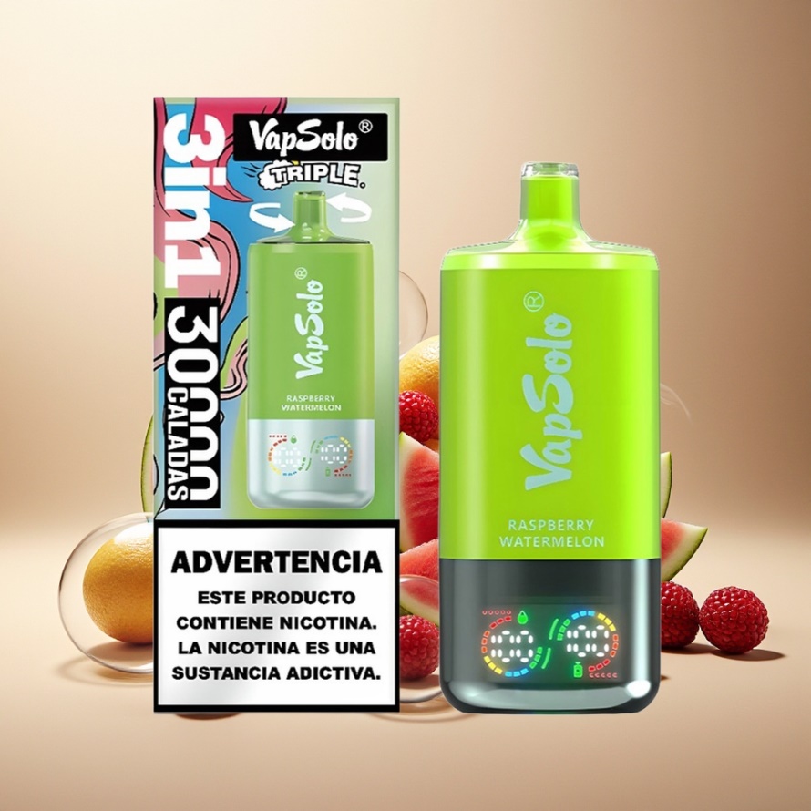 VapSolo Tripe 30000 Puffs Svensk Grossist Engångs Vape Hallon Vattenmelon 40ml Type-C