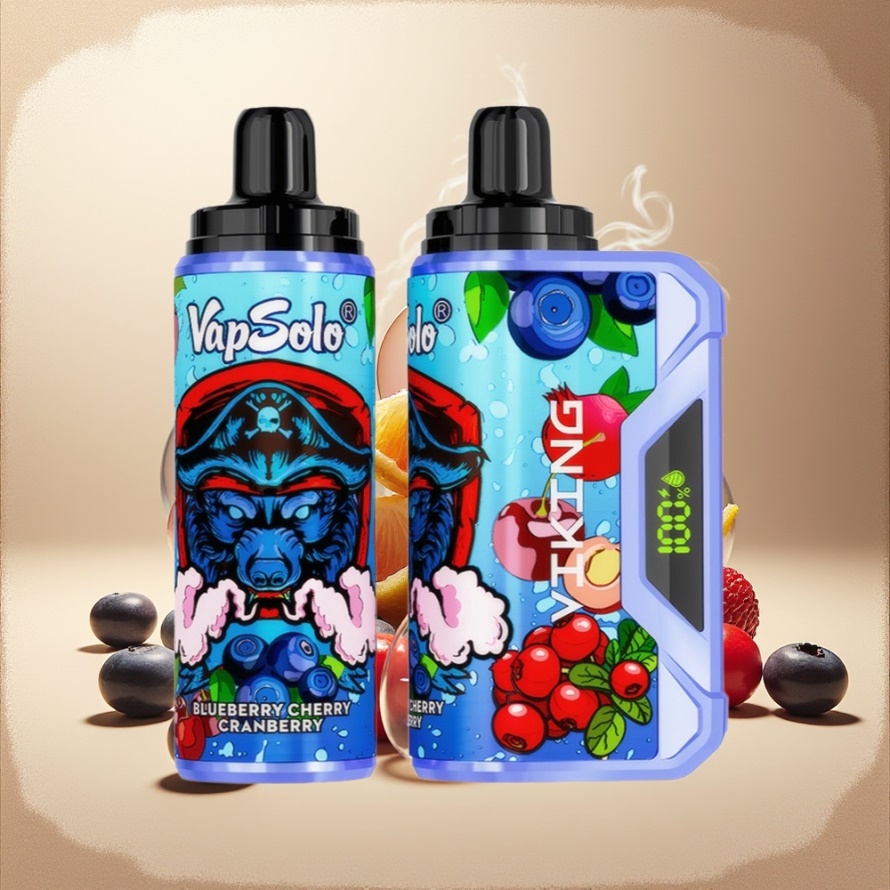 VapSolo VIKING 12000 Puffs Engångs Vape Blåbär Körsbär Tranbär Svensk Grossist Typ-C 22ml 20/50mg