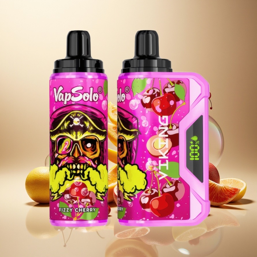 VapSolo VIKING 12000 Puffs Engångs Vape Fizzy Cherry (22ml, Type-C, LED-display) svensk grossist