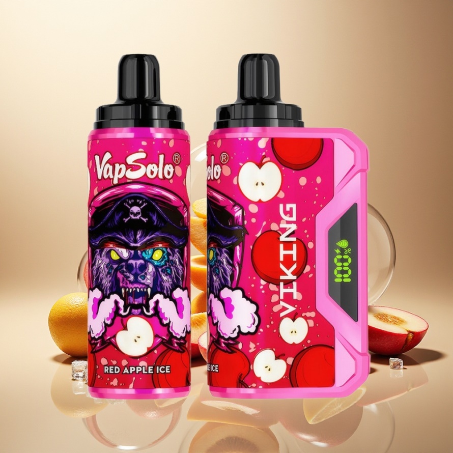 VapSolo VIKING 12000 Puffs Engångs Vape Röd Äpple Is 22ml Type-C Svensk Grossist