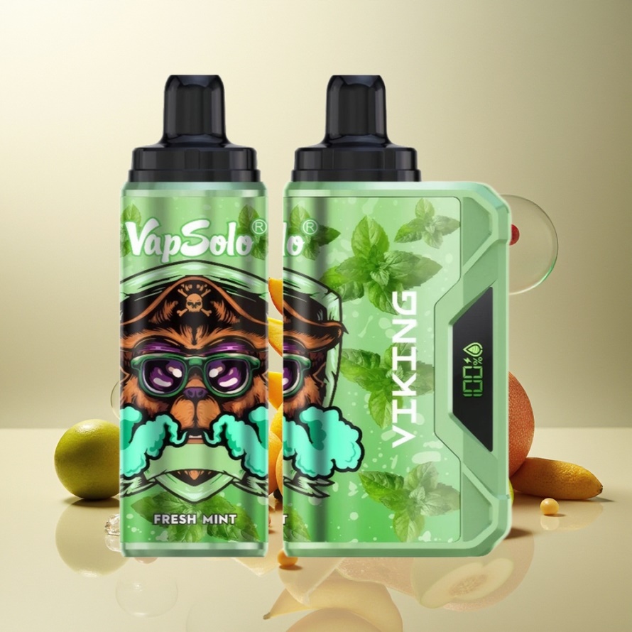 VapSolo VIKING 12000 Puffs Engångs e-cigaret Frisk Mynta 22ml 20/50 mg/ml Type-C Led Display svensk grossist