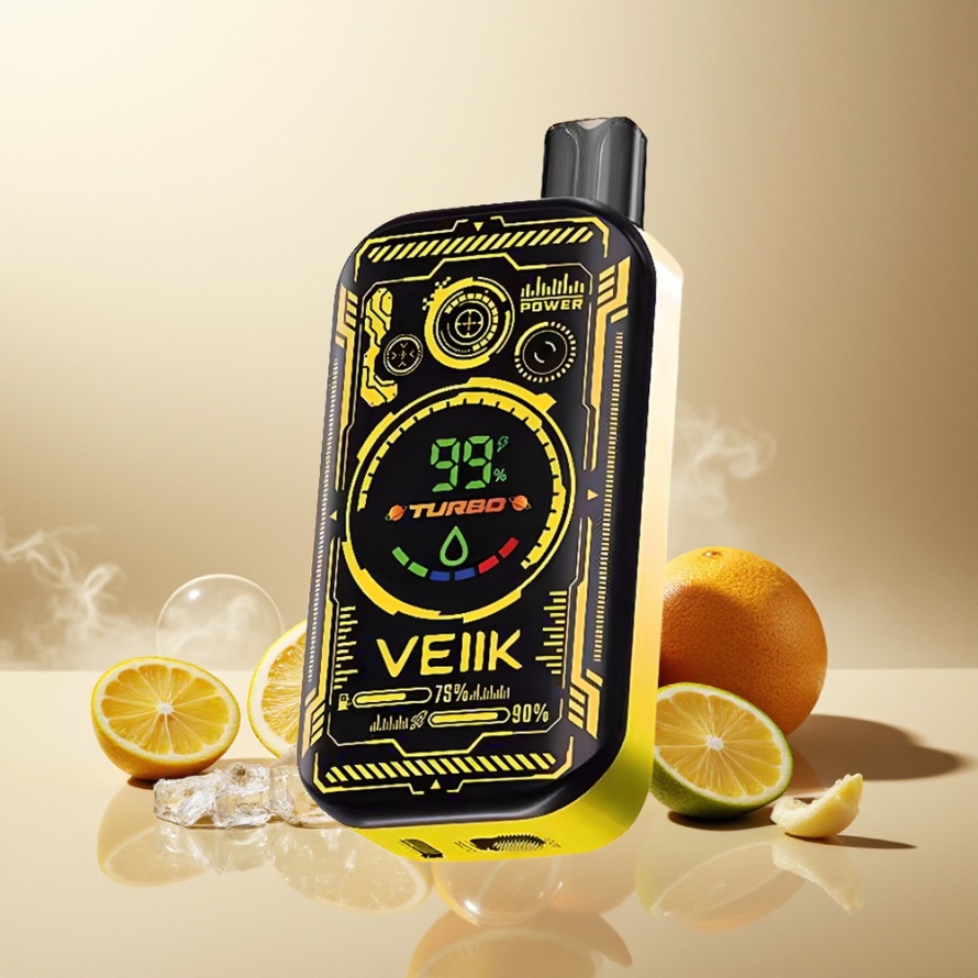 VEIIK SPACE MIST 25000 Puffs Svensk Grossist Engångs Vape Citron Is med 3.35 TFT SUPER SCREEN & DUAL MESH COIL