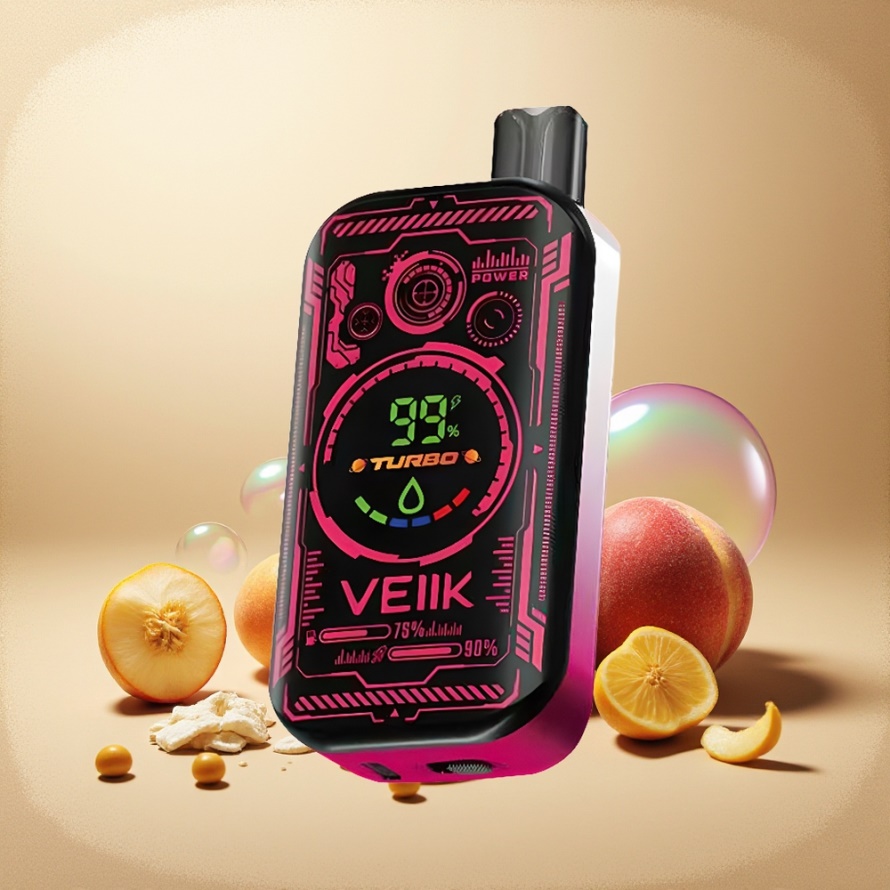 VEIIK SPACE MIST 25000 Puffs Svensk Grossist Engångs Vape Juicy Peach 20ML Dual Mesh Coil