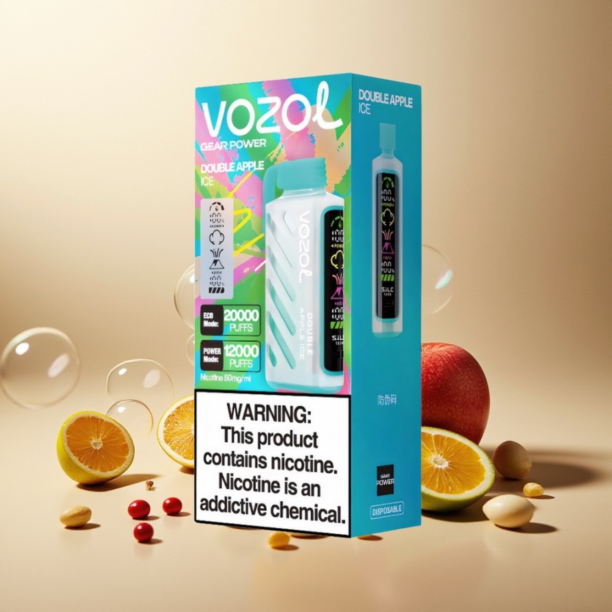 VOZOL Gear Power 20000 Puffs Engångs Vape Dubbel Äpple Iskall med S.i.L.C. Tech, Dual Mesh Coil, 20mL, 5% Nikotin – svensk grossist