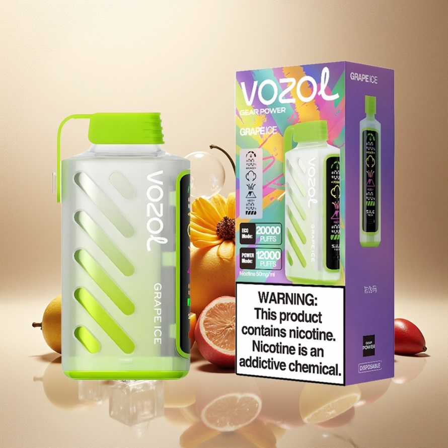 VOZOL Gear Power 20000 Puffs Svensk Grossist Engångs Vape Druvis med S.i.L.C. Tech & Dual Mesh Coil