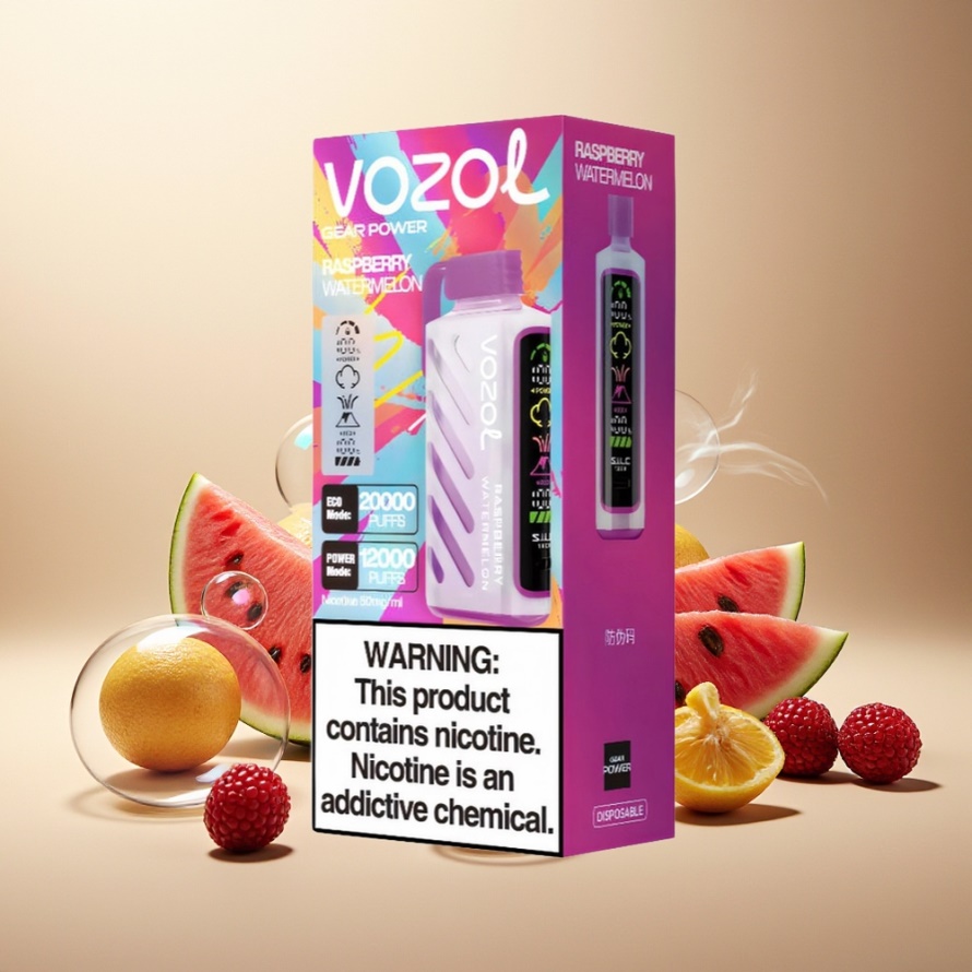 VOZOL Gear Power 20000 Puffs Svensk Grossist Engångs Vape Hallon Vattenmelon Dual Mesh Coil 20mL