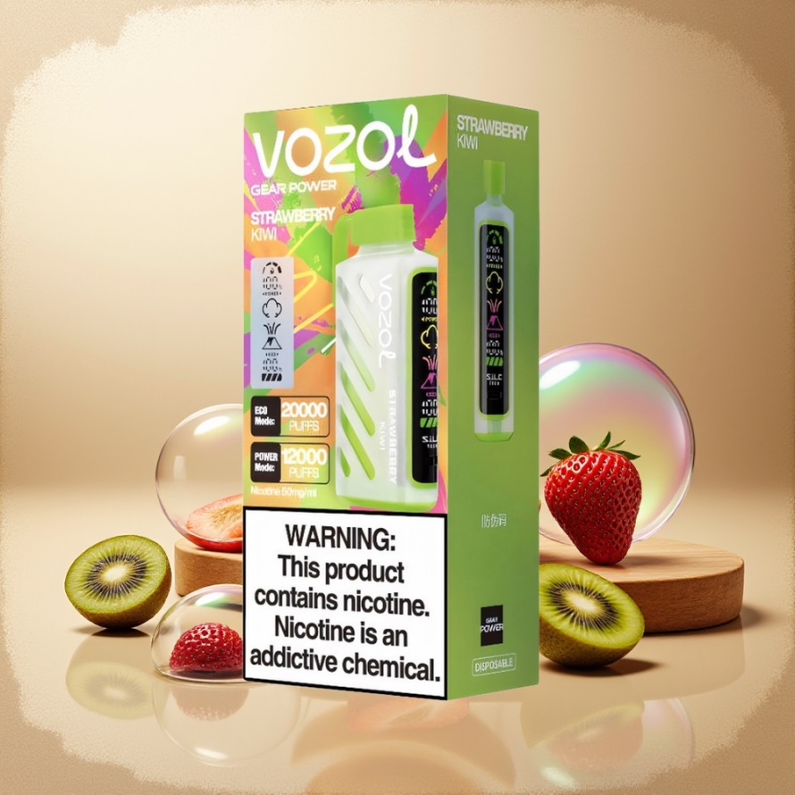 VOZOL Gear Power 20000 Puffs Svensk Grossist Engångs Vape Jordgubb Kiwi med S.i.L.C. Tech och 20mL