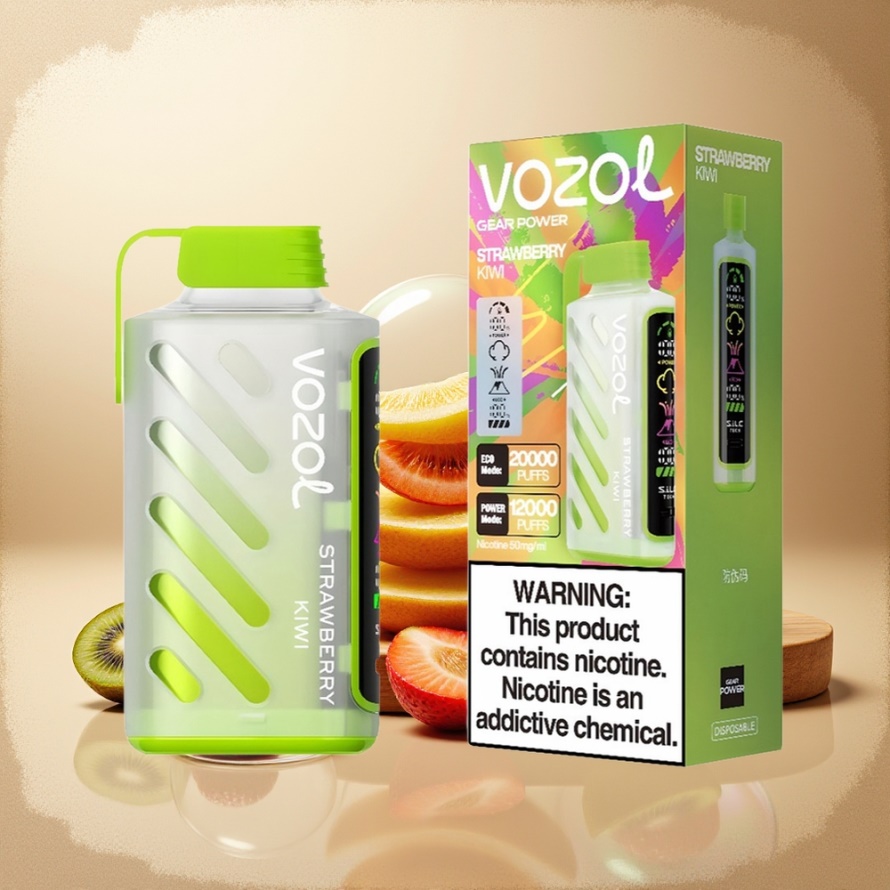 VOZOL Gear Power 20000 Puffs Svensk Grossist Engångs Vape Jordgubb Kiwi med S.i.L.C. Tech och 20mL
