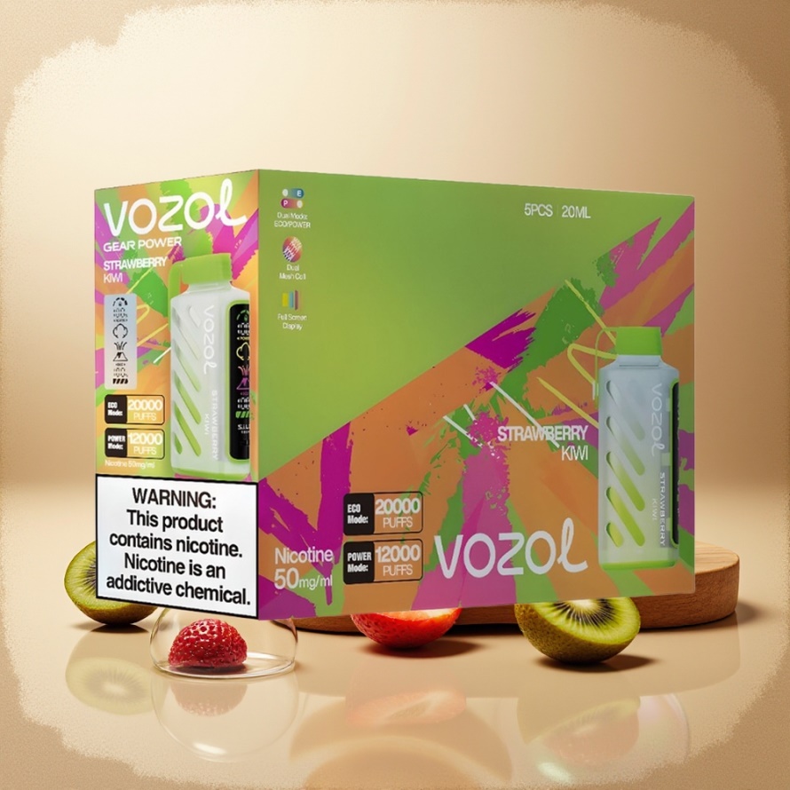 VOZOL Gear Power 20000 Puffs Svensk Grossist Engångs Vape Jordgubb Kiwi med S.i.L.C. Tech och 20mL
