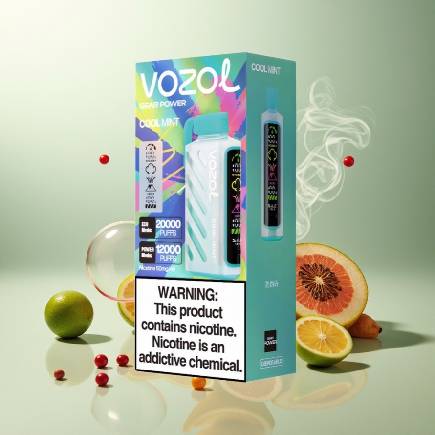 VOZOL Gear Power 20000 Puffs Svensk Grossist Engångs Vape Kallmynta S.i.L.C. Tech Dual Mesh Coil 20mL
