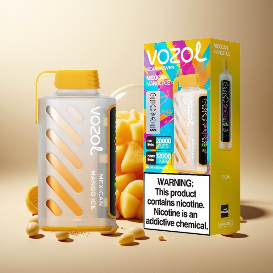 VOZOL Gear Power 20000 Puffs Svensk Grossist Mexikansk Mango Is Dual Mesh Coil 20mL 50mg