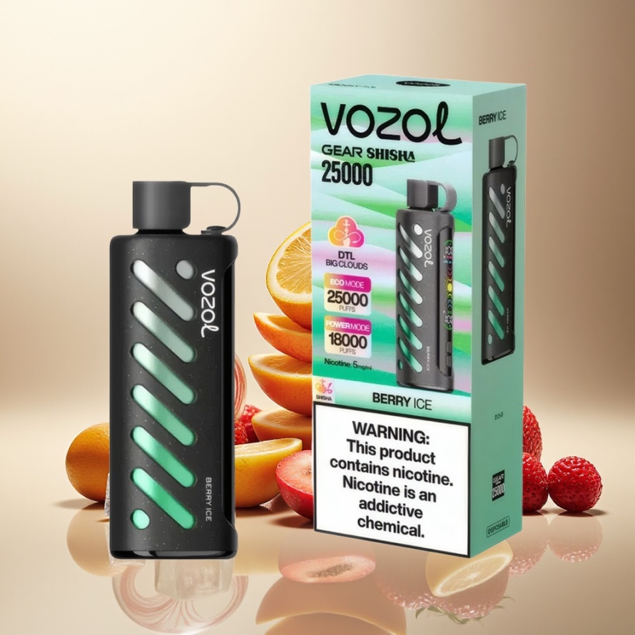 VOZOL Gear Shisha 25000 Puffs Svensk Grossist Bär Is Dual Mesh 1000mAh S.i.L.C Tech