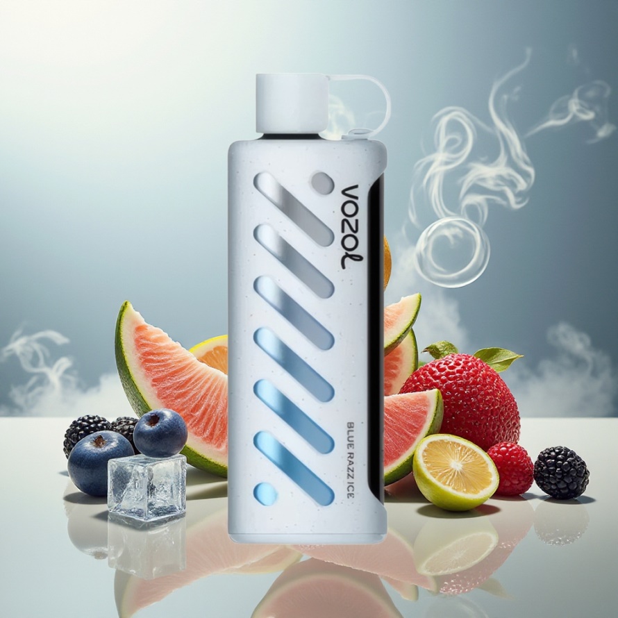 VOZOL Gear Shisha 25000 Puffs Svensk Grossist Blå Hallon Is med S.i.L.C Tech & Dual Mesh