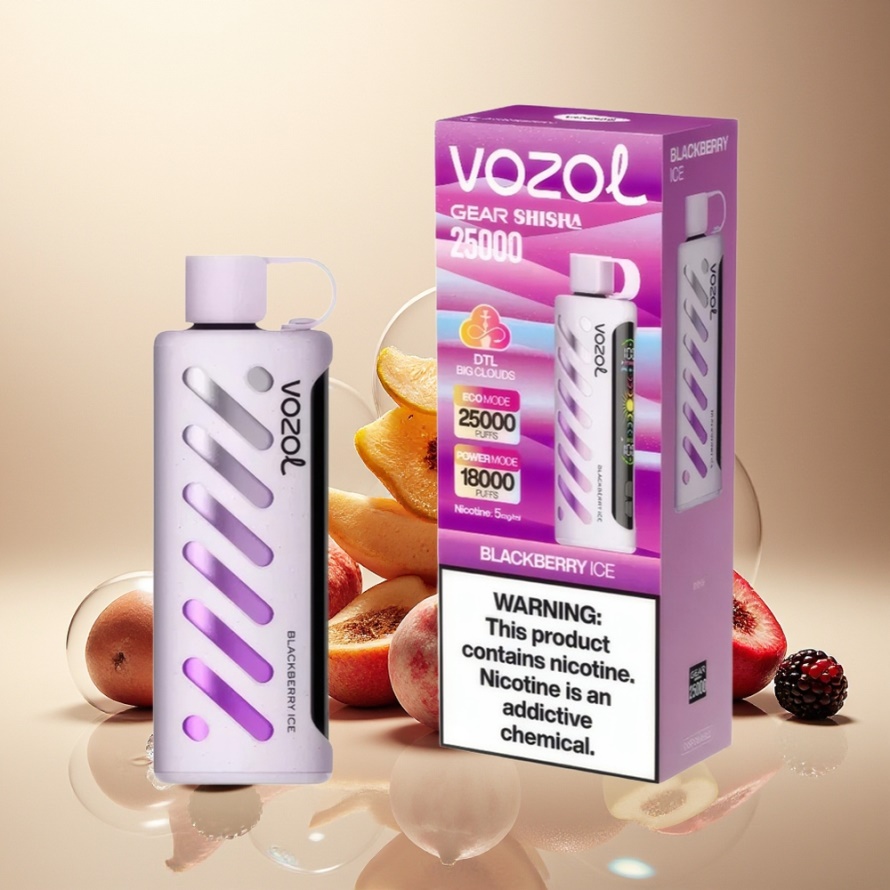 VOZOL Gear Shisha 25000 Puffs Svensk Grossist Engångs Vape Björnbärs-Is med S.i.L.C Tech & Dual Mesh