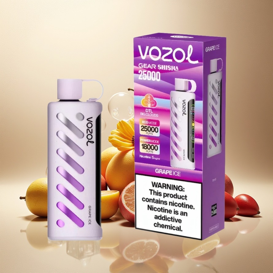 VOZOL Gear Shisha 25000 Puffs Svensk Grossist Engångs Vape Dubbel Is (Grape Ice) med S.i.L.C Tech & Dual Mesh
