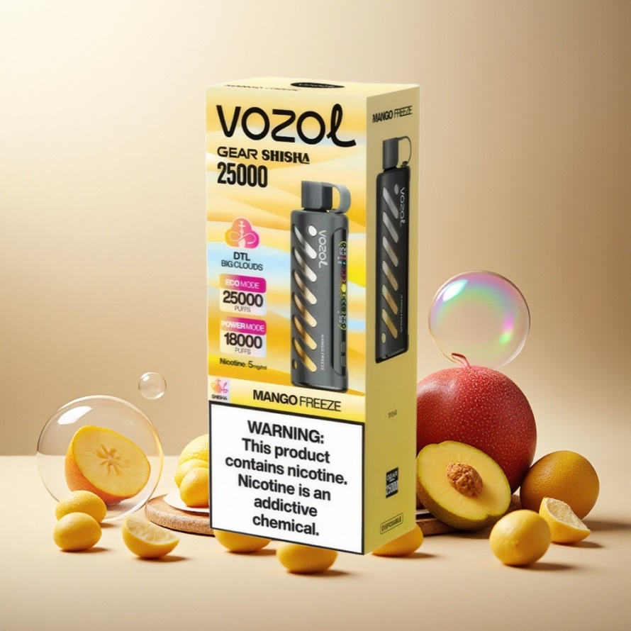 VOZOL Gear Shisha 25000 Puffs Svensk Grossist Mango Frys Engångs Vape Dual Mesh 1000mAh