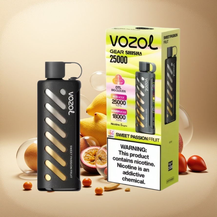 VOZOL Gear Shisha 25000 Puffs Svensk Grossist Söt Passionfrukt Dual Mesh 1000mAh