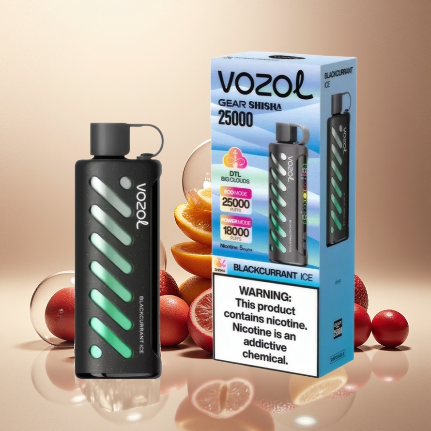 VOZOL Gear Shisha 25000 Puffs Svensk Grossist Svartvinbär Is Dual Mesh 1000mAh S.i.L.C Tech