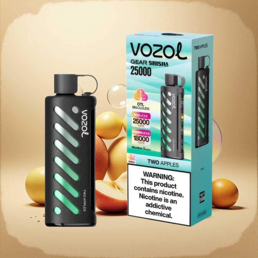 VOZOL Gear Shisha 25000 Puffs Svensk Grossist Två Äpplen Dual Mesh 1000mAh 5mg/ml