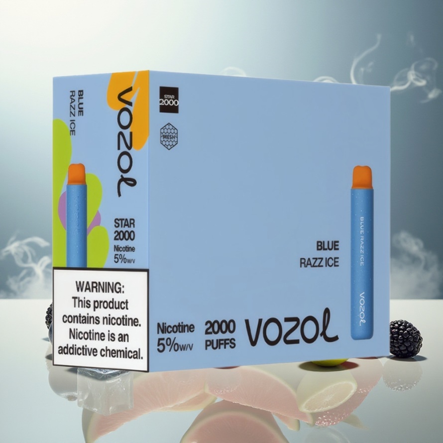 VOZOL STAR 2000 Engångs Vape Blå Hallon Is med 800mAh & 2000 Puff svensk grossist