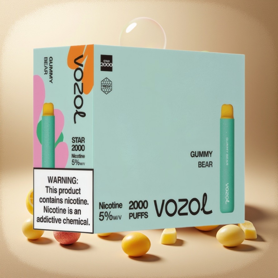 VOZOL STAR 2000 Engångsvape Hallonbär med 2000 puffar, VAMT Mesh Coil & svensk grossist