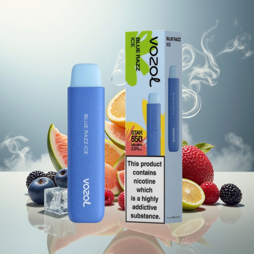 VOZOL STAR 550 Engångs Vape Blå Hallon Is 2ML 550 Puffs Svensk Grossist