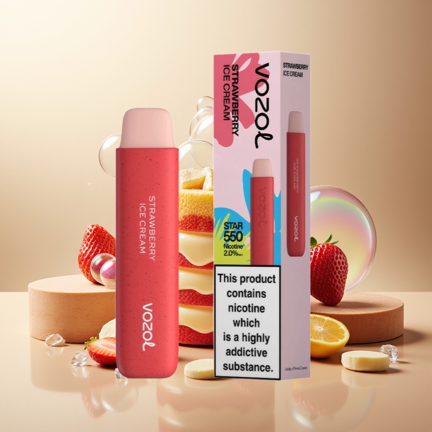 VOZOL STAR 550 Engångsvape Jordgubb Glass med 550 puff, 2ML & 450mAh, svensk grossist