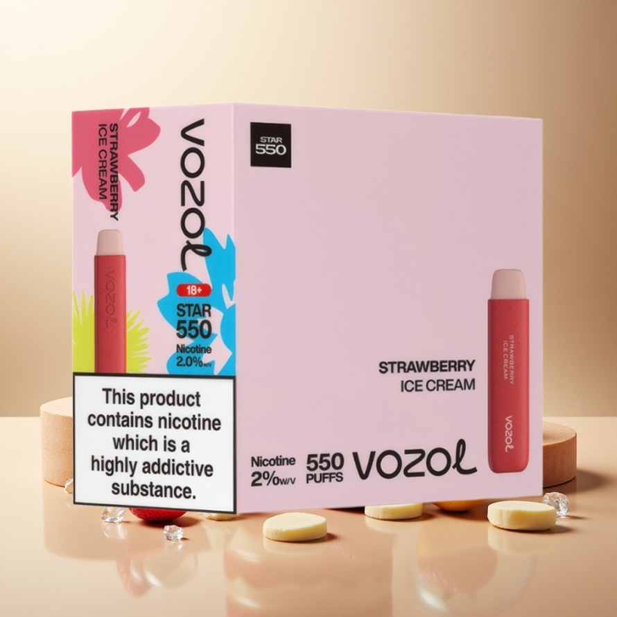 VOZOL STAR 550 Engångsvape Jordgubb Glass med 550 puff, 2ML & 450mAh, svensk grossist