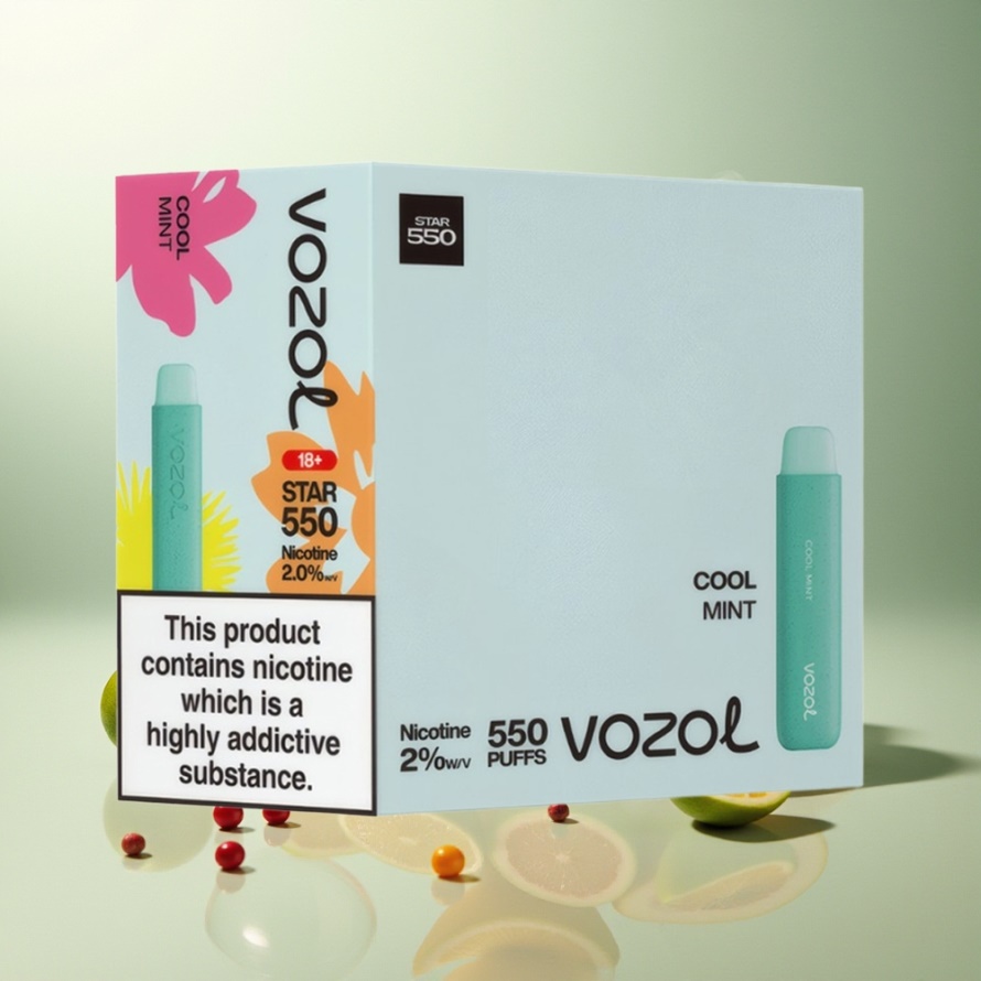 VOZOL STAR 550 Engångsvape Kylmynta 550 Puff 2ML 450mAh Svensk Grossist