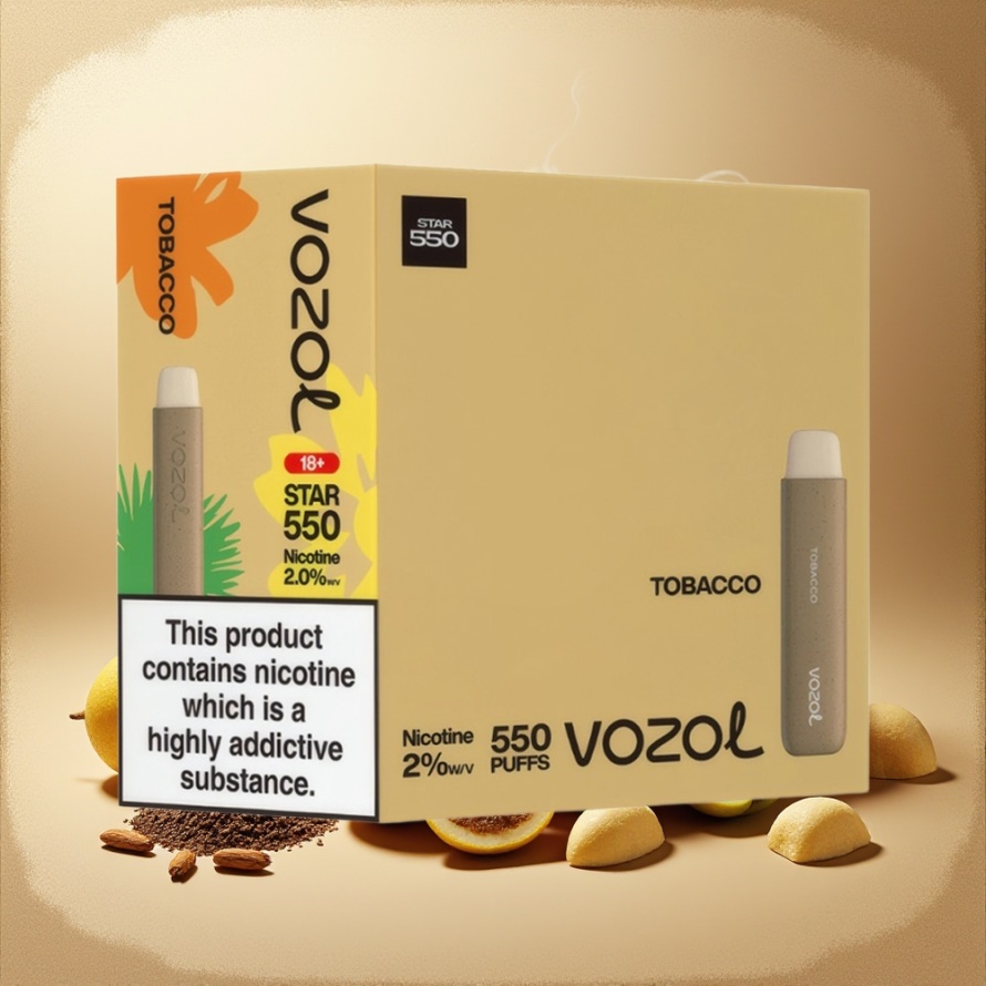 VOZOL STAR 550 Engångsvape Tobak Svensk Grossist – 2ML, 450mAh, 550 Puffar, 20mg/ml Nikotin