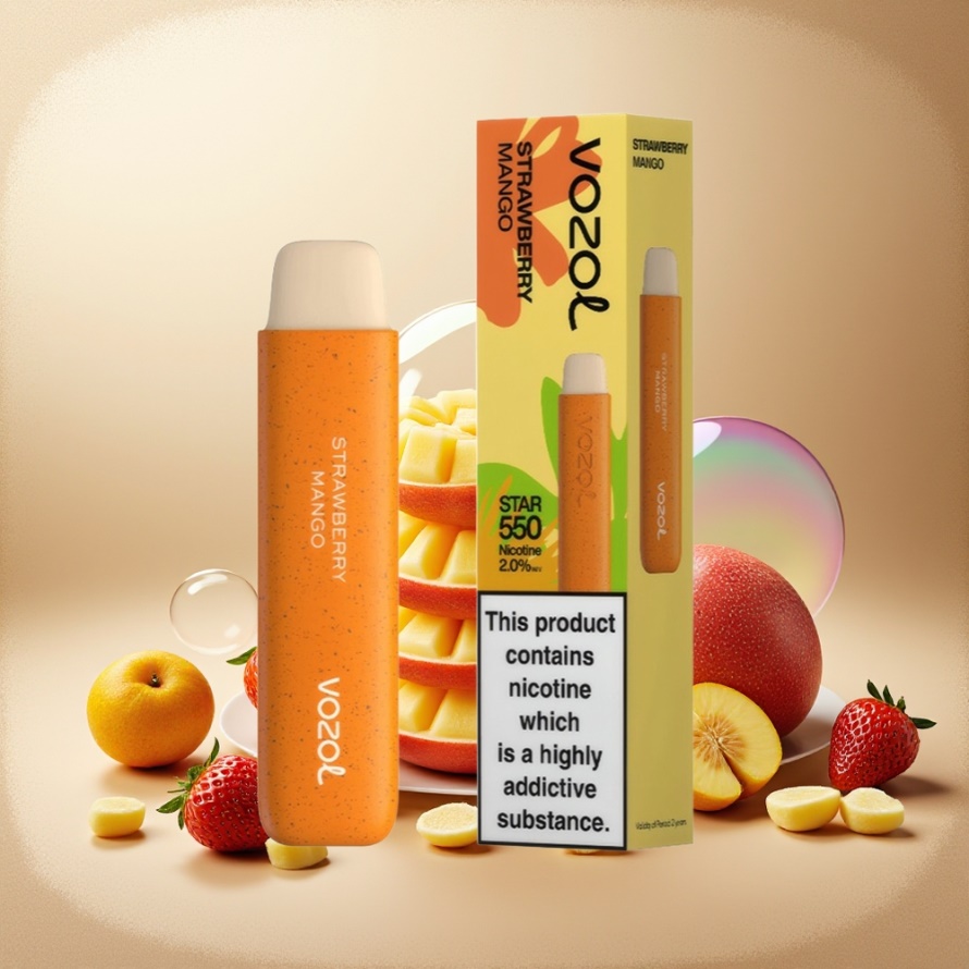 VOZOL STAR 550 Svensk Grossist Engångsvape Jordgubb Mango 2ML 550 Puffar 450mAh
