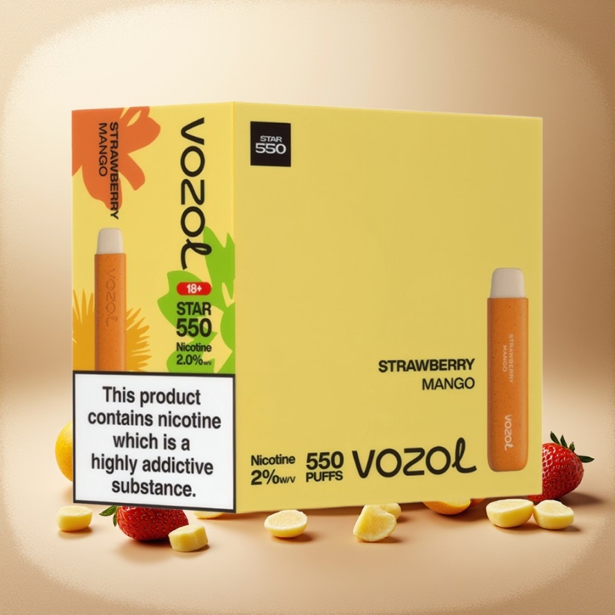VOZOL STAR 550 Svensk Grossist Engångsvape Jordgubb Mango 2ML 550 Puffar 450mAh