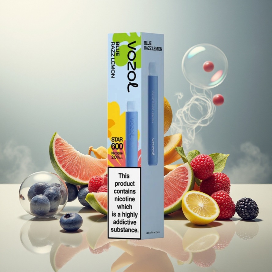 VOZOL STAR 600 Engångs Vape Blå Hallon Citron med 600 puffar och 500mAh - svensk grossist