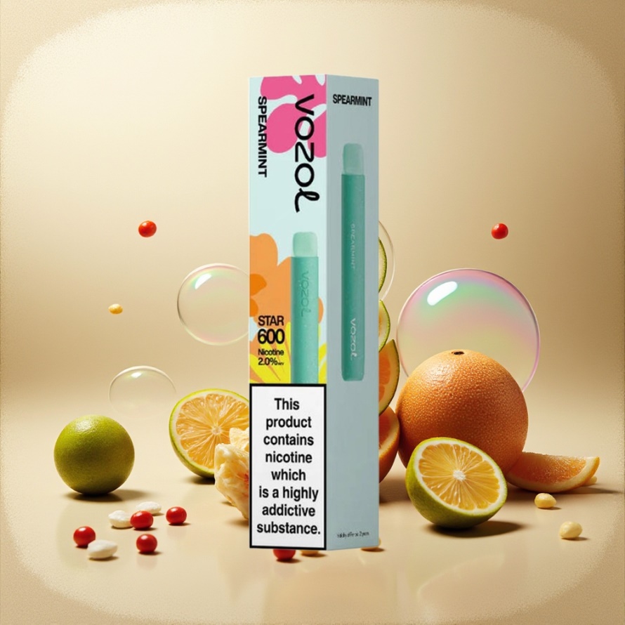 VOZOL STAR 600 Engångs Vape Gröna Mynta 2ML 600 Puffar 500mAh svensk grossist